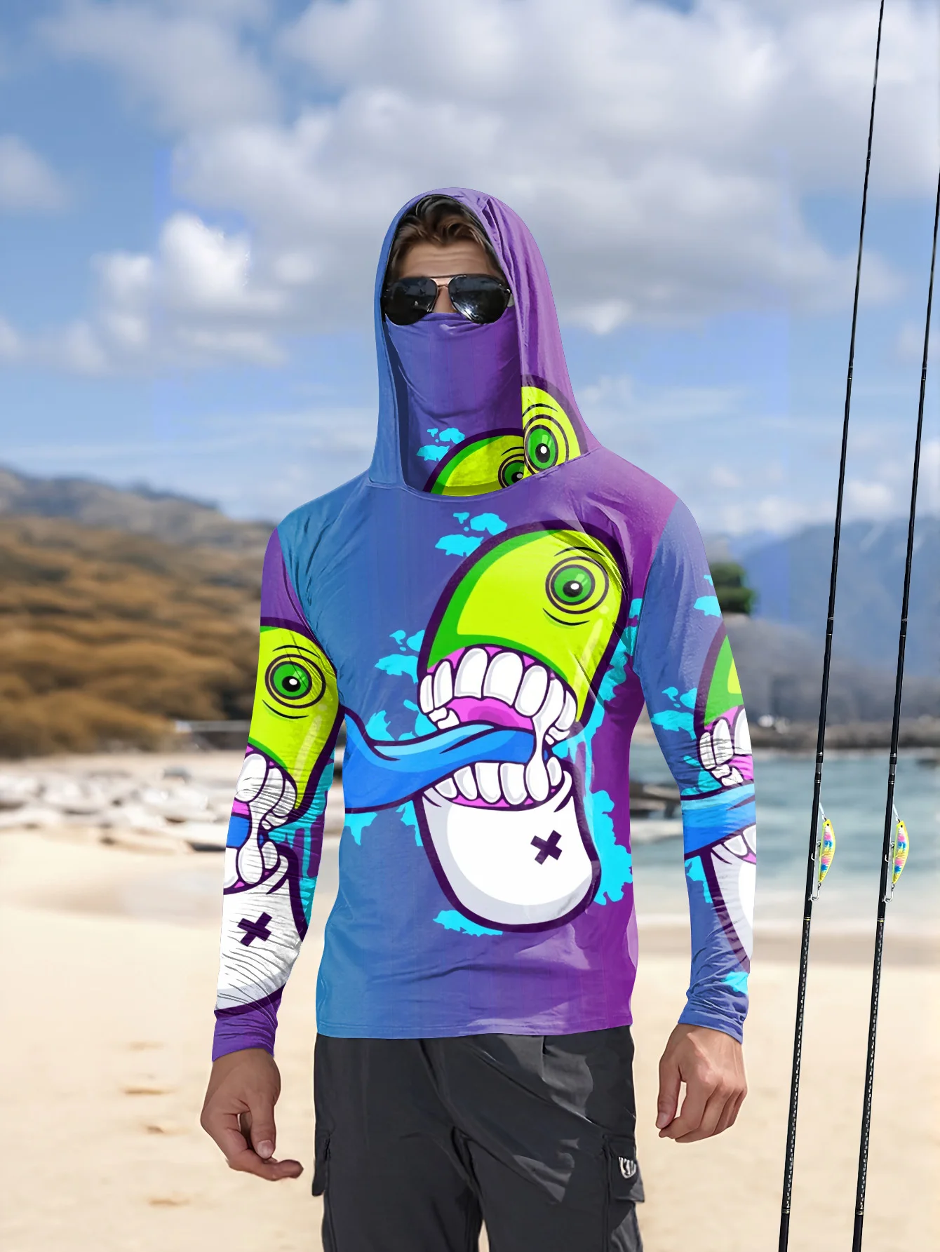 هودي صيد رجالي برسومات كرتونية - مراجعة Fishing Hoodie وسعره